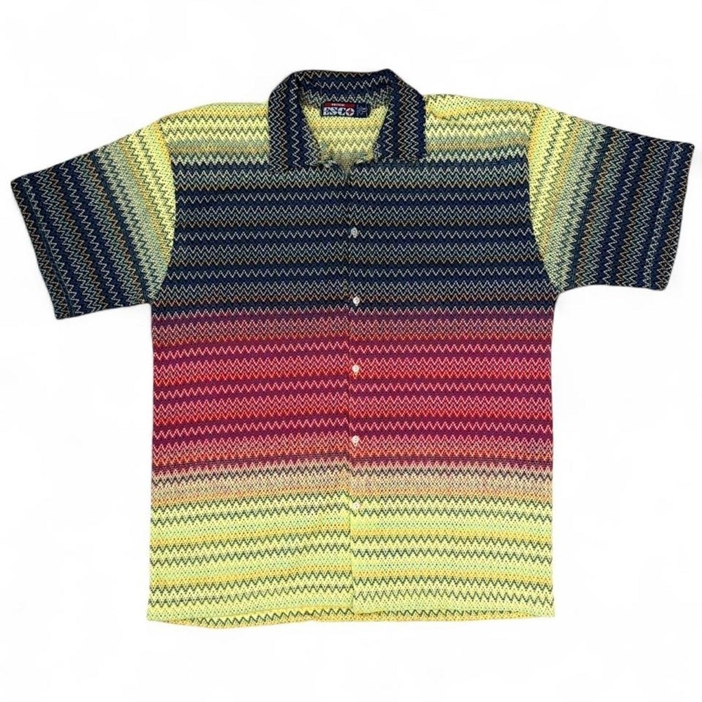 Vintage Willie Esco Sheer Colorful Knit Button Up Shirt Men' XL Rave Summer Y2K - Picture 1 of 3